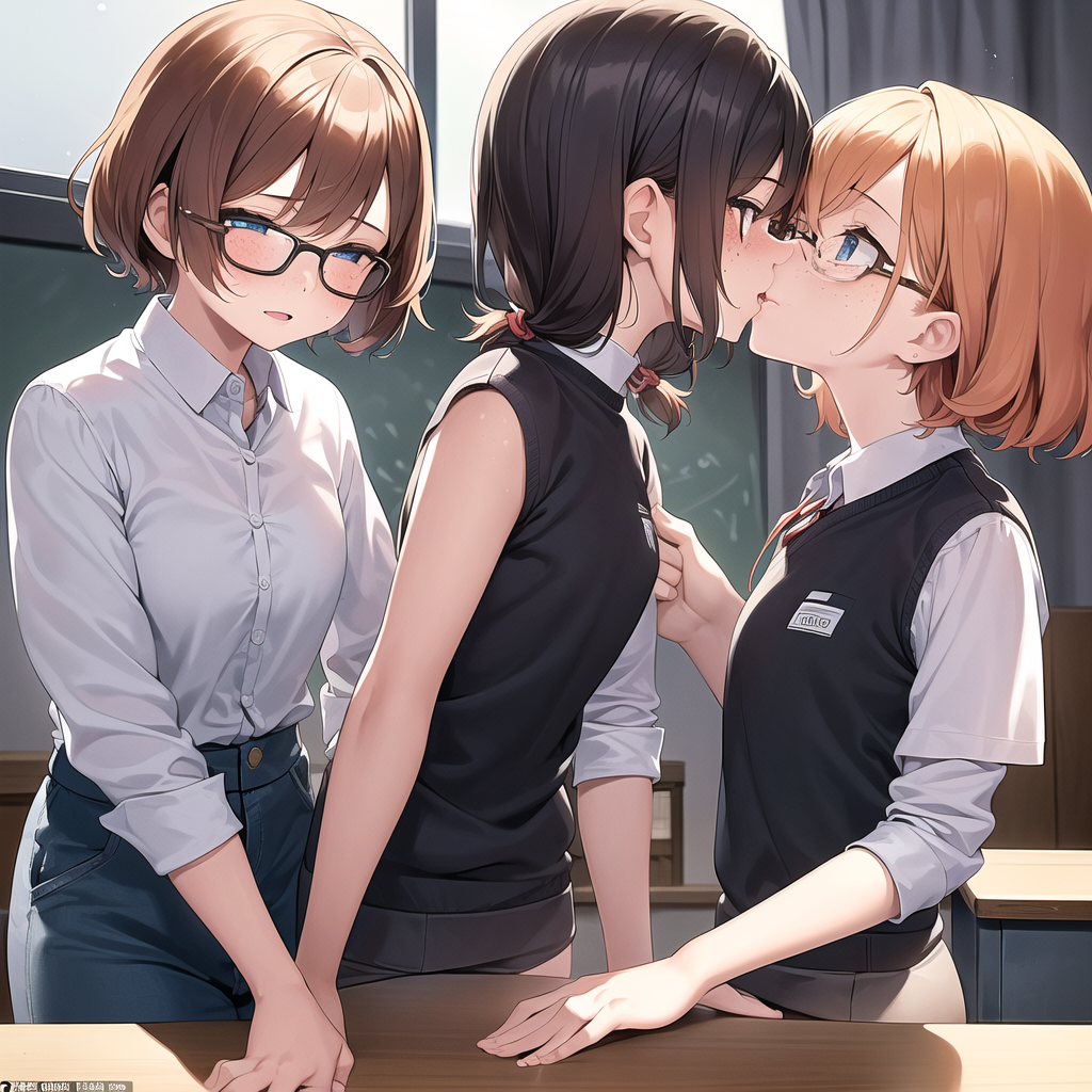 two 11yo girls kissing classroom by Free AI Image Generator & Maker - No login required✨ | AIGAZOU