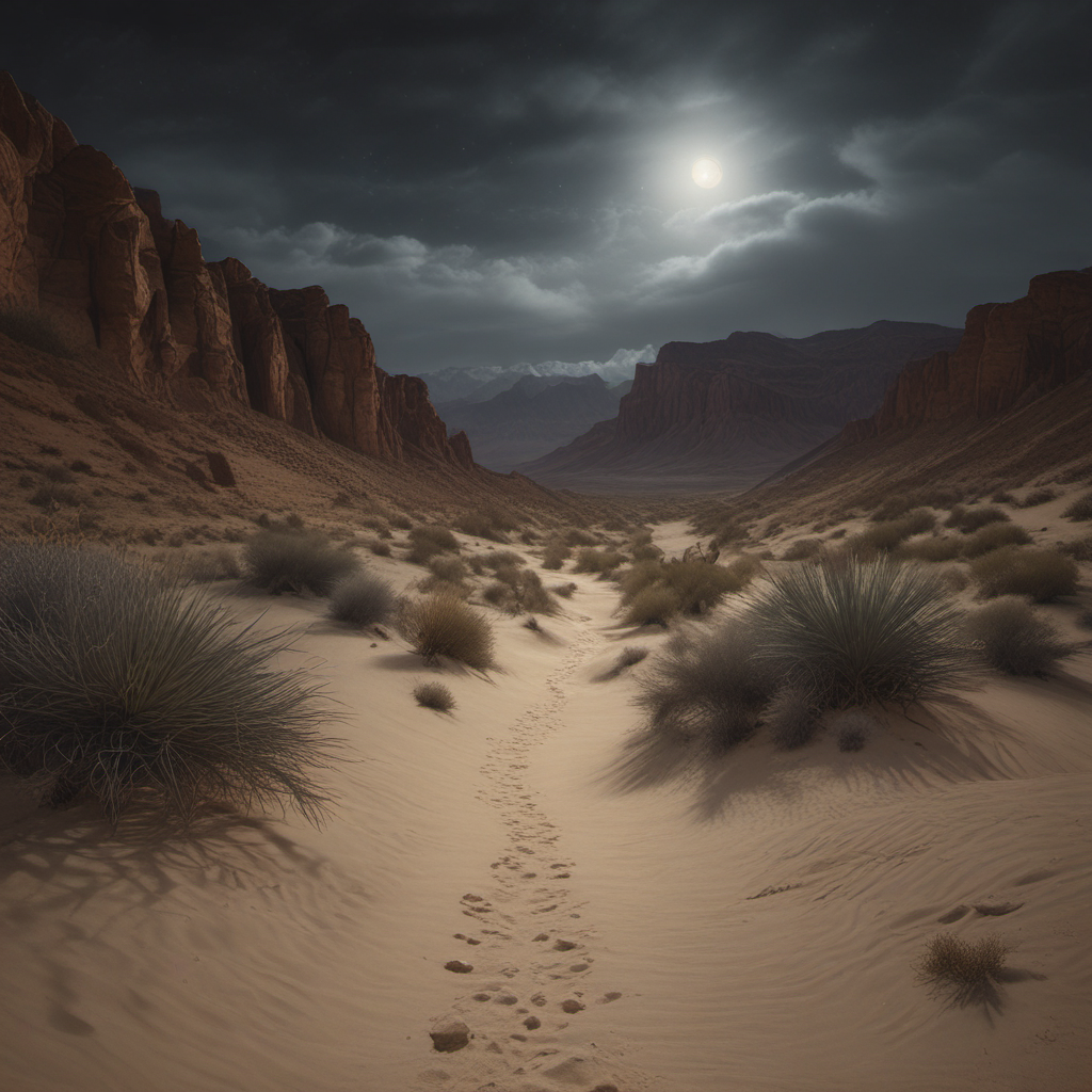 moonlit desert canyon path night by Free AI Image Generator & Maker - No login required✨ | AIGAZOU