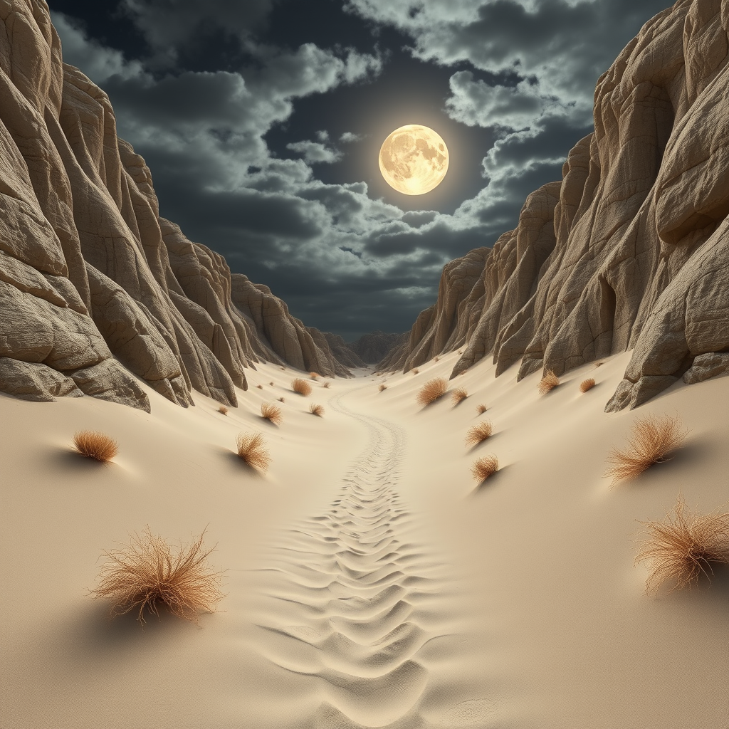 moonlit desert canyon path night by Free AI Image Generator & Maker - No login required✨ | AIGAZOU