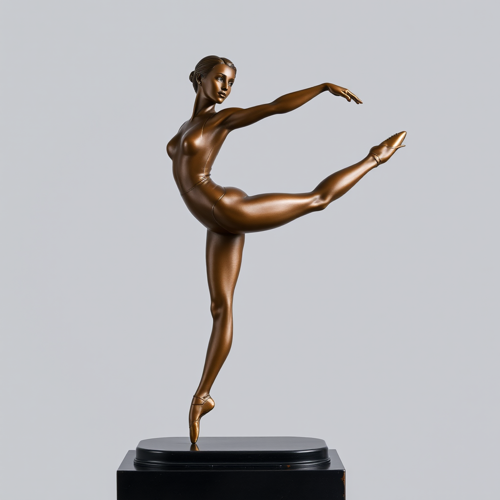 bronze ballerina statue graceful arabesque pose by Free AI Image Generator & Maker - No login required✨ | AIGAZOU