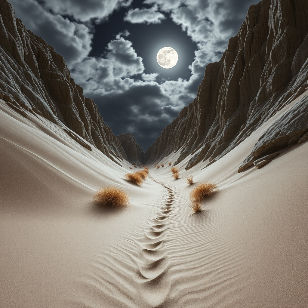 moonlit desert canyon path night by Free AI Image Generator & Maker - No login required✨ | AIGAZOU