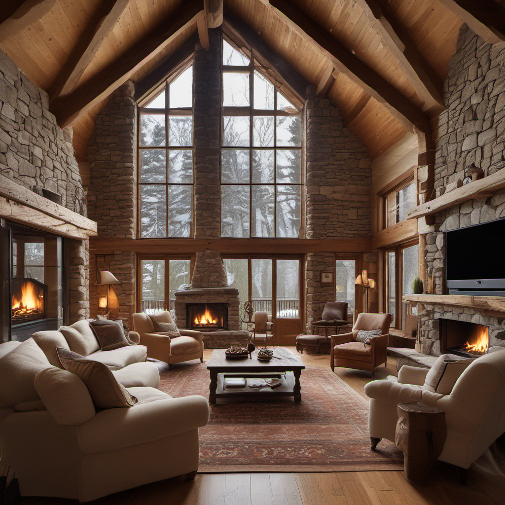 cozy log cabin living room fireplace by Free AI Image Generator & Maker - No login required✨ | AIGAZOU
