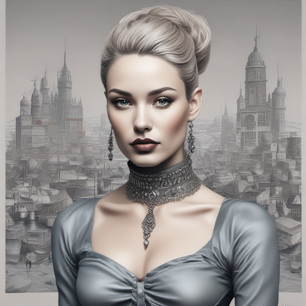 young woman in blue sweater black corset by Free AI Image Generator & Maker - No login required✨ | AIGAZOU