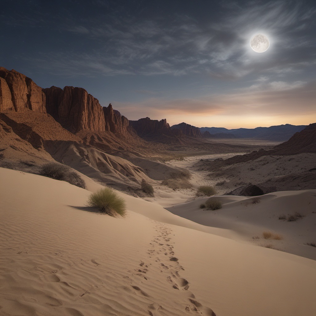 moonlit desert canyon path night by Free AI Image Generator & Maker - No login required✨ | AIGAZOU