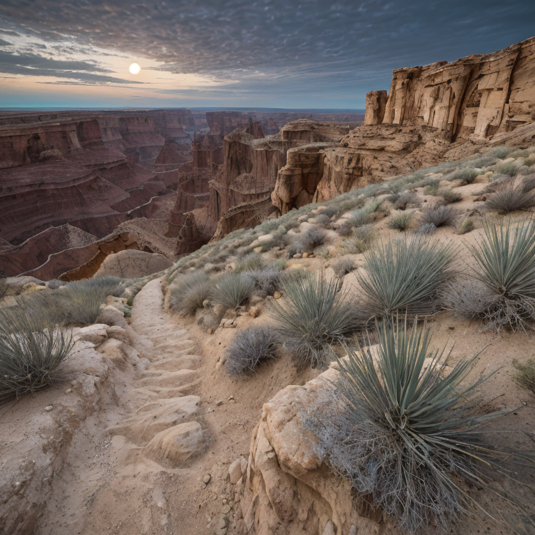 moonlit desert canyon path night by Free AI Image Generator & Maker - No login required✨ | AIGAZOU