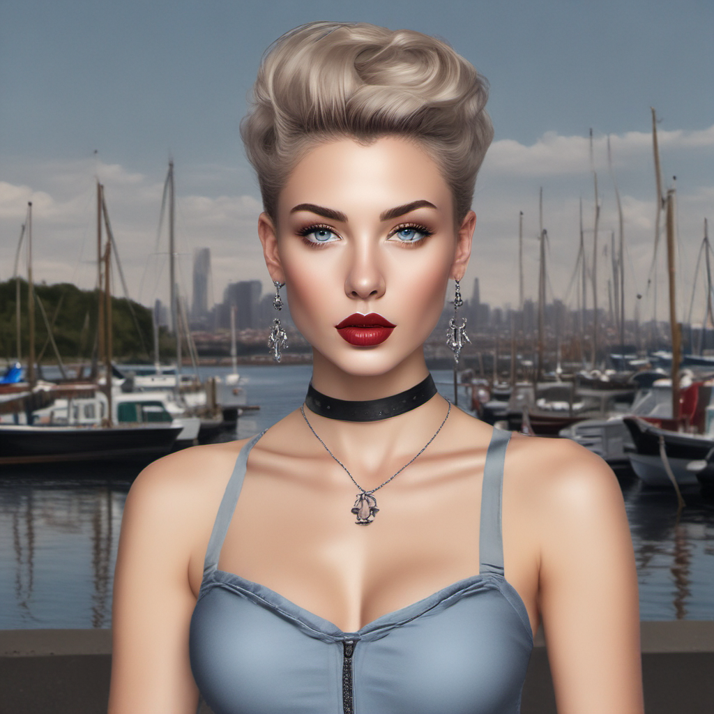 young woman in blue sweater black corset by Free AI Image Generator & Maker - No login required✨ | AIGAZOU