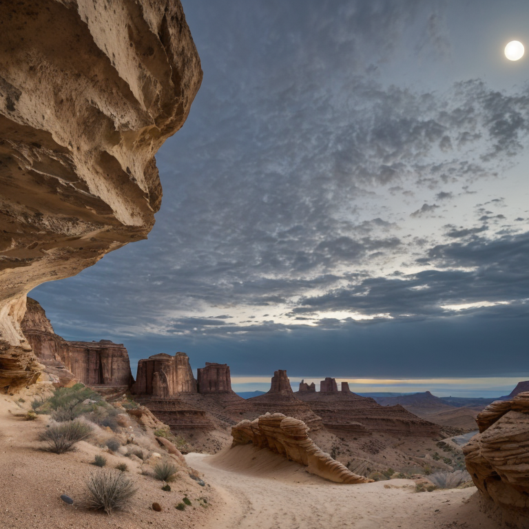 moonlit desert canyon path night by Free AI Image Generator & Maker - No login required✨ | AIGAZOU