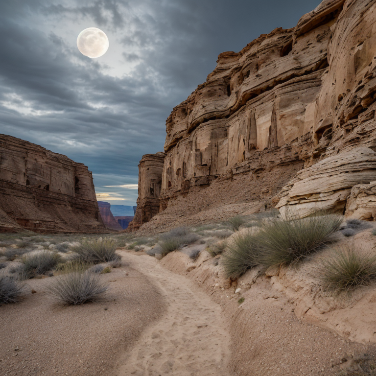 moonlit desert canyon path night by Free AI Image Generator & Maker - No login required✨ | AIGAZOU