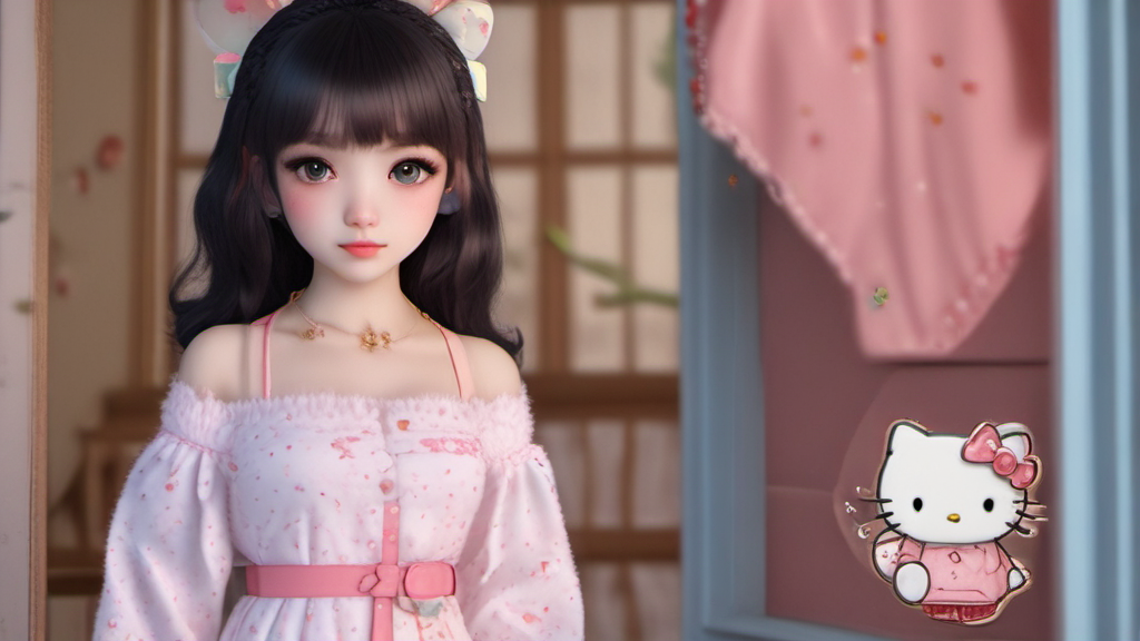 open collar off shoulder pajamas hello kitty 18 year old girl by Free AI Image Generator & Maker - No login required✨ | AIGAZOU