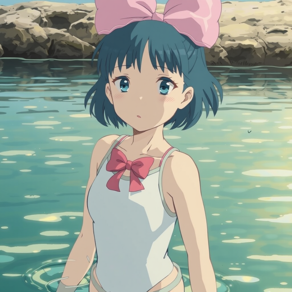 young girl blue hair swimsuit by Free AI Image Generator & Maker - No login required✨ | AIGAZOU