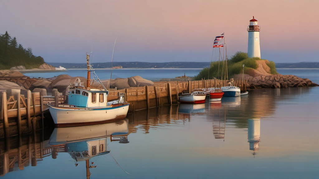 picturesque harbor scene with boats lighthouse by Free AI Image Generator & Maker - No login required✨ | AIGAZOU