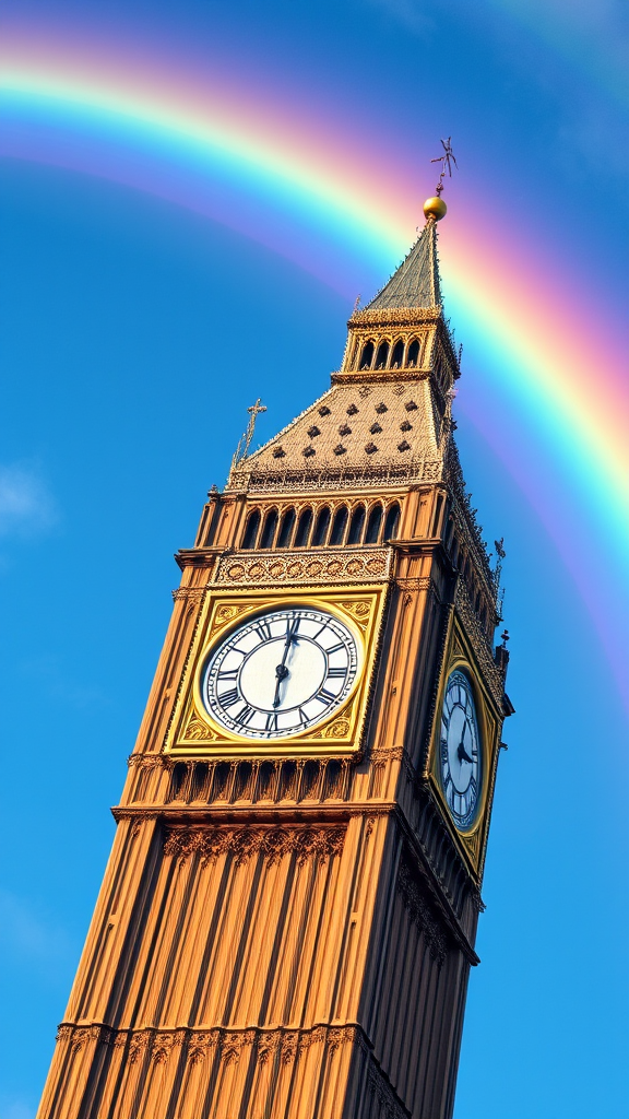photorealistic big ben rainbow clear sky by Free AI Image Generator & Maker - No login required✨ | AIGAZOU
