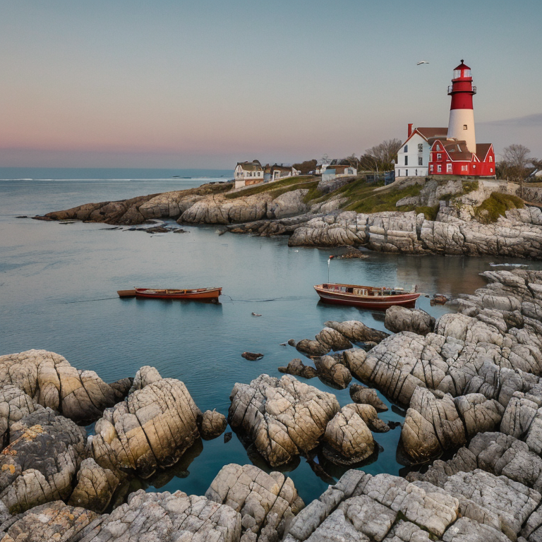picturesque harbor scene with boats lighthouse by Free AI Image Generator & Maker - No login required✨ | AIGAZOU