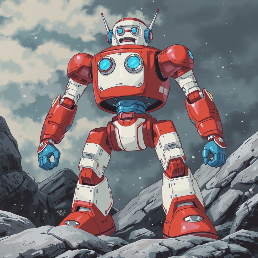 red white robot blue eye by Free AI Image Generator & Maker - No login required✨ | AIGAZOU
