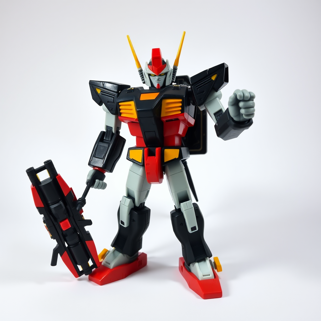 robot toy black red body orange yellow accents by Free AI Image Generator & Maker - No login required✨ | AIGAZOU