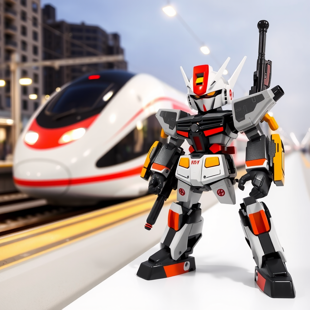 modern white red bullet train robot toy by Free AI Image Generator & Maker - No login required✨ | AIGAZOU