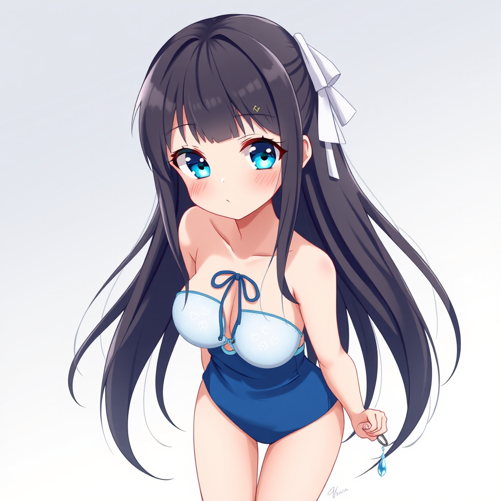 beautiful anime girl long black hair blue eyes by Free AI Image Generator & Maker - No login required✨ | AIGAZOU