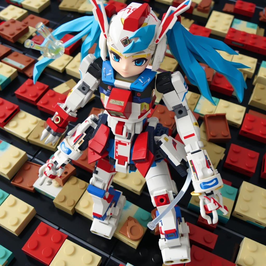 lego robot and hatsune miku fighting by Free AI Image Generator & Maker - No login required✨ | AIGAZOU