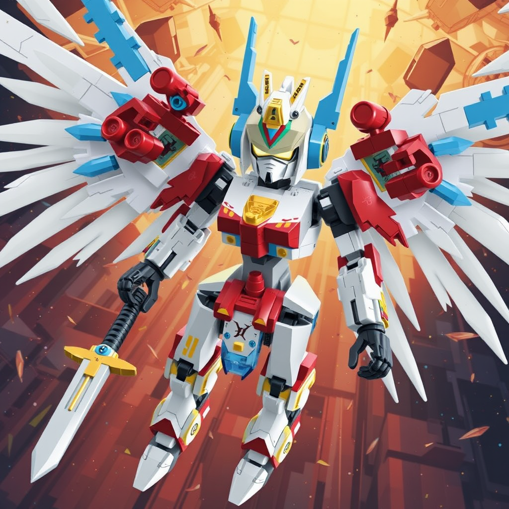 lego robot with sword and shield by 免费AI图像生成工具 | AIGAZOU