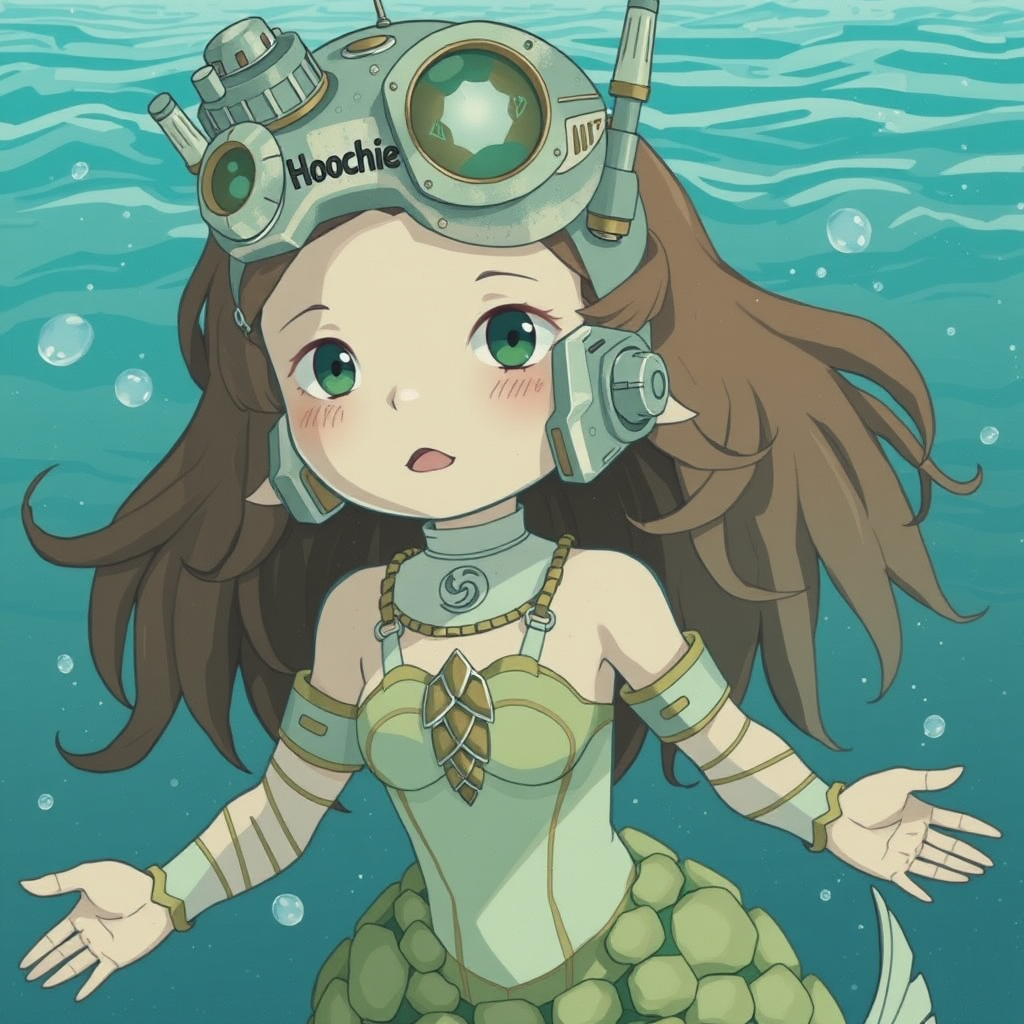 metallic robot mermaid green tail by Gerador de imagens com IA gratuito - Sem login necessário✨ | AIGAZOU