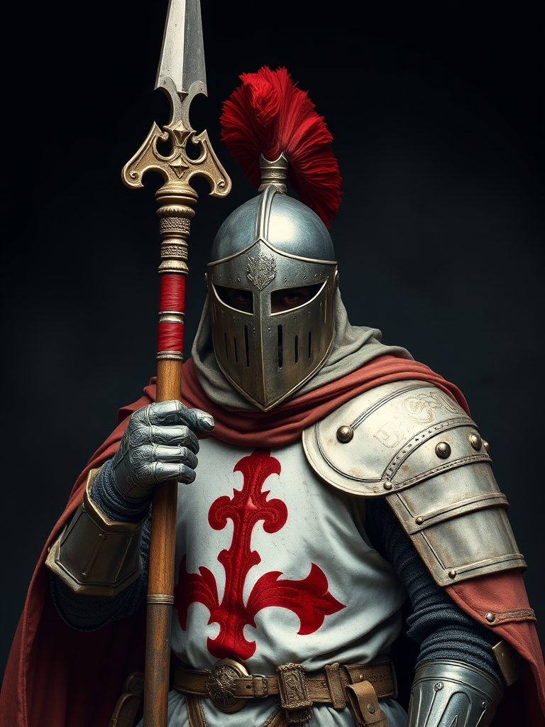 helmeted templar knight with halberd by Free AI Image Generator & Maker - No login required✨ | AIGAZOU