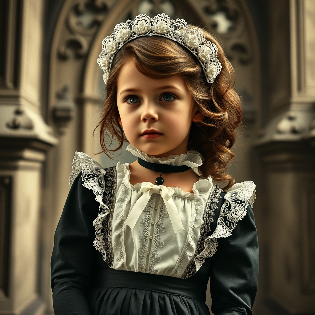 gothic background one child victorian maiden by Free AI Image Generator & Maker - No login required✨ | AIGAZOU