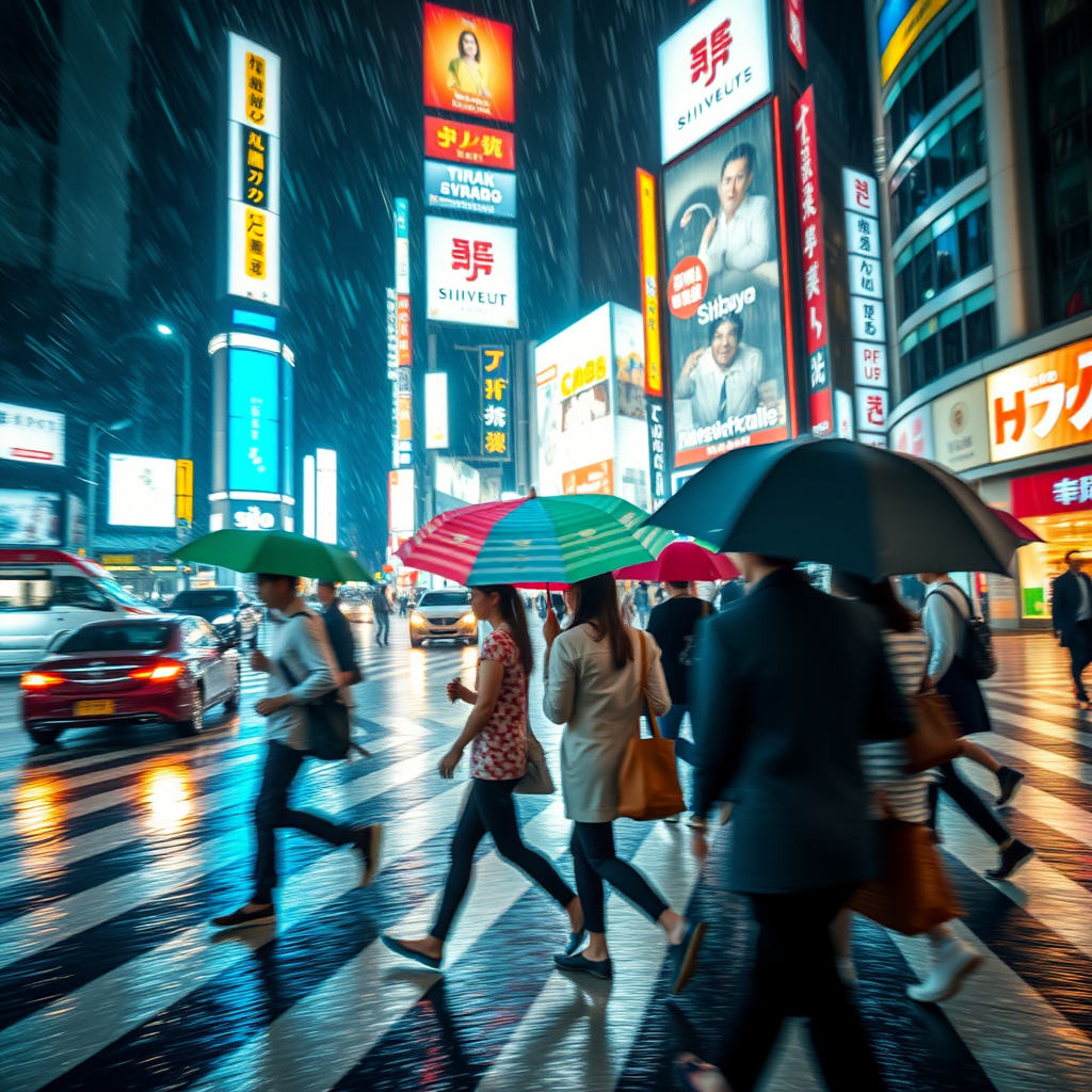 hyper landscape rainy night scramble by Free AI Image Generator & Maker - No login required✨ | AIGAZOU