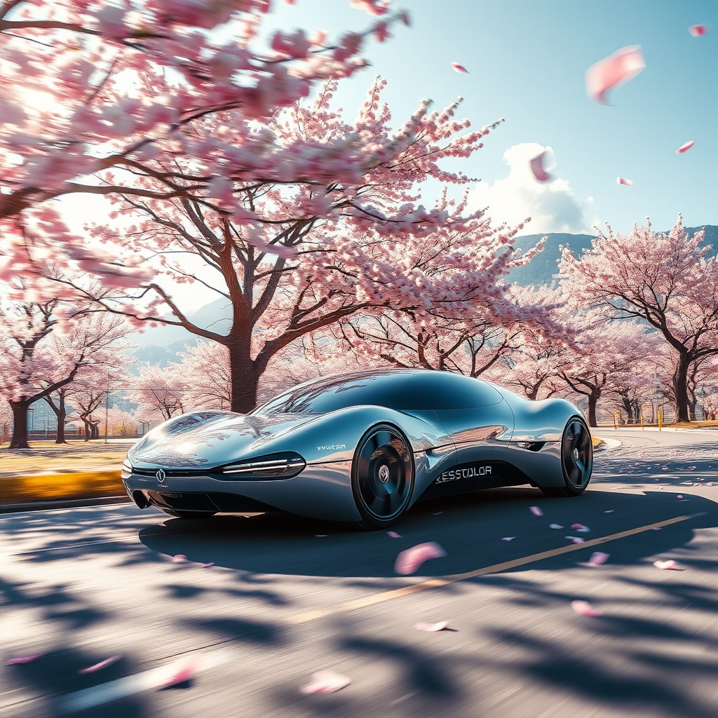 futuristic solar car spaceship cherry blossoms by Free AI Image Generator & Maker - No login required✨ | AIGAZOU