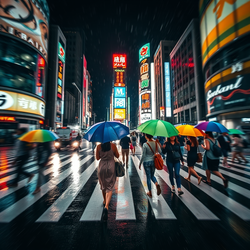 shibuya scramble intersection night rain by Free AI Image Generator & Maker - No login required✨ | AIGAZOU