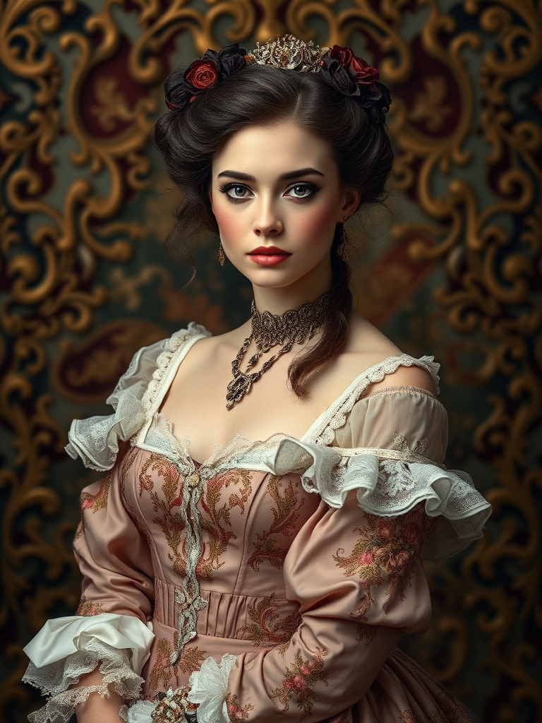 baroque background victorian maiden soft light by Free AI Image Generator & Maker - No login required✨ | AIGAZOU