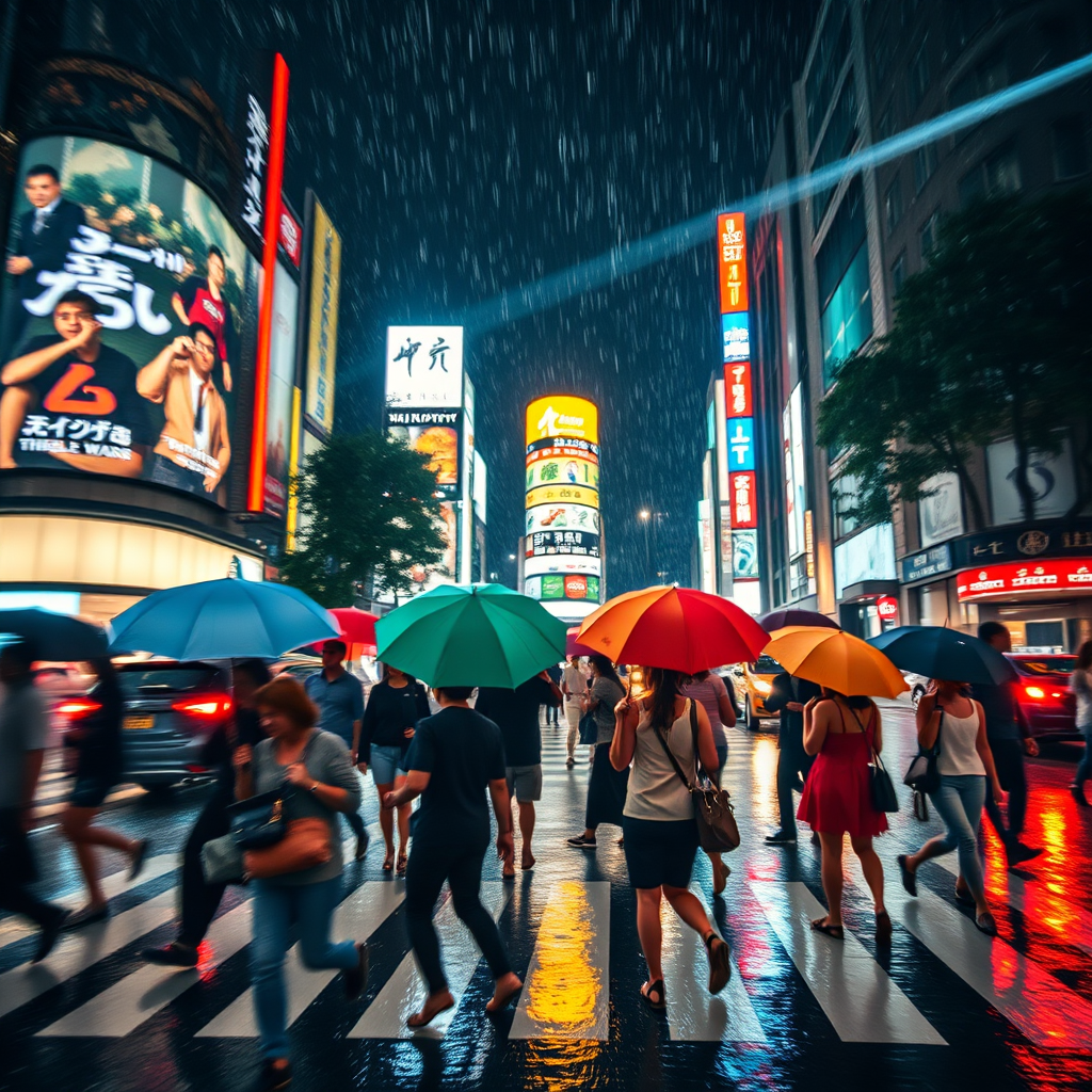 hyper landscape rainy night scramble by Free AI Image Generator & Maker - No login required✨ | AIGAZOU
