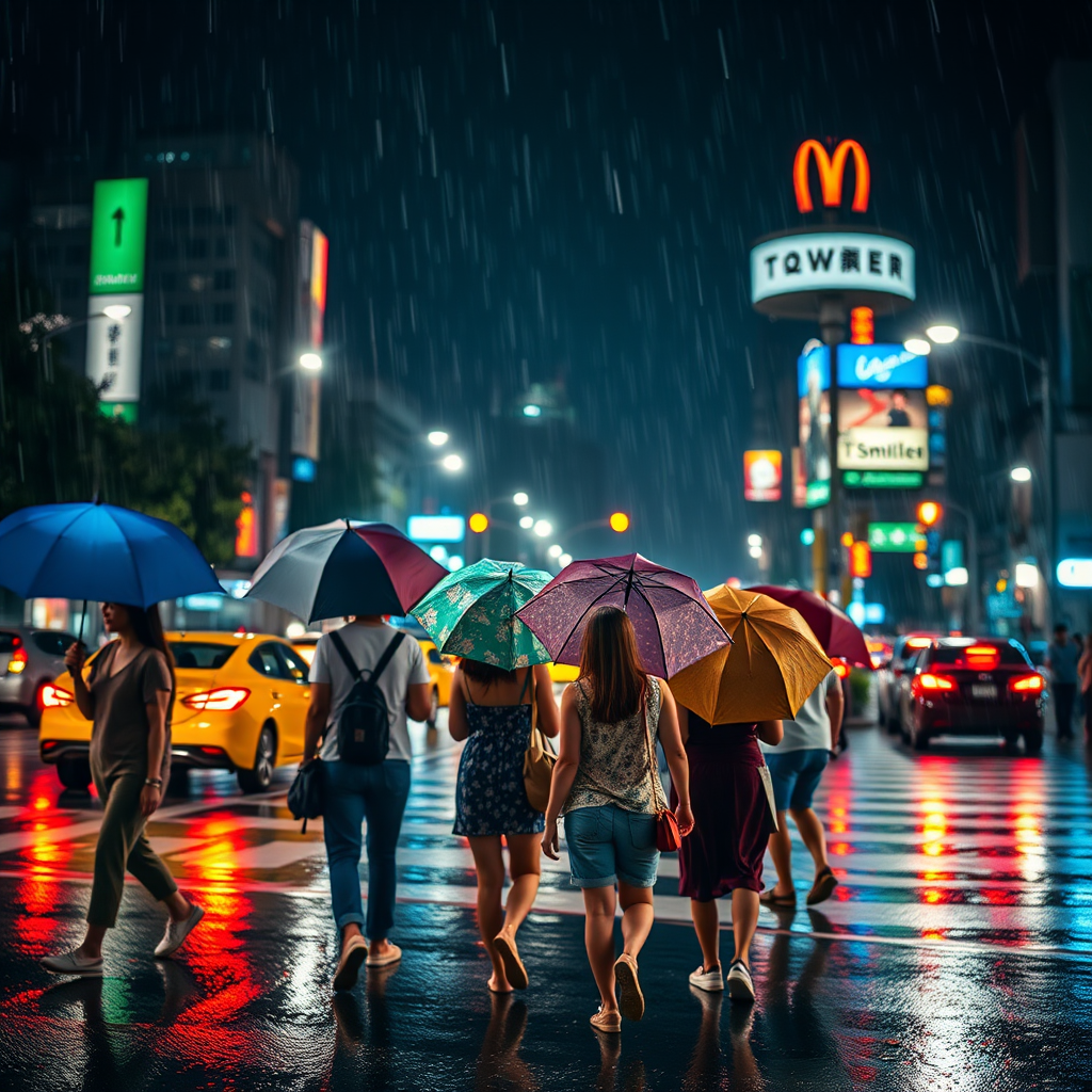 shibuya scramble crossing night rain by Free AI Image Generator & Maker - No login required✨ | AIGAZOU
