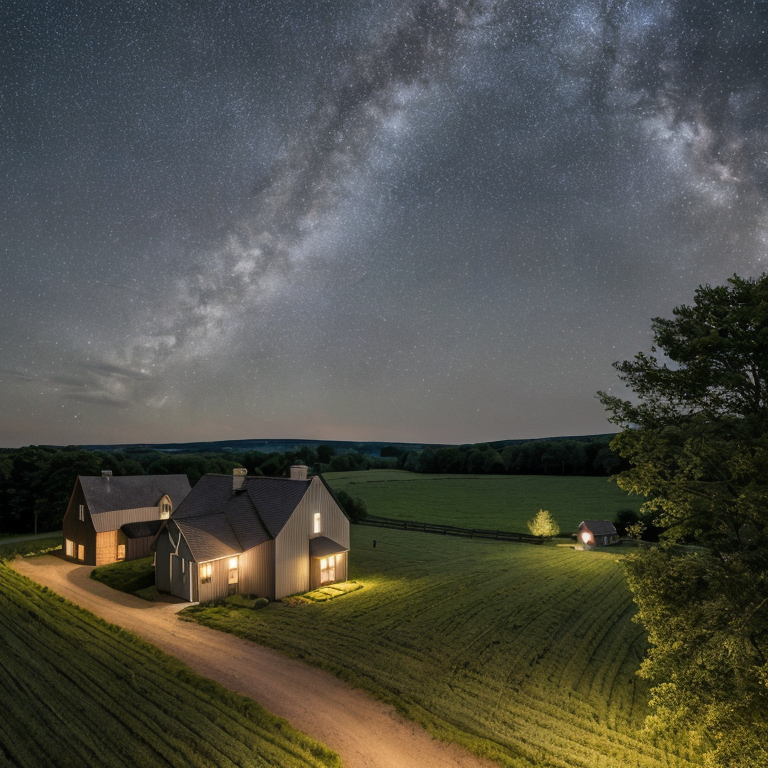 ufo hovers above rural farm by Free AI Image Generator & Maker - No login required✨ | AIGAZOU