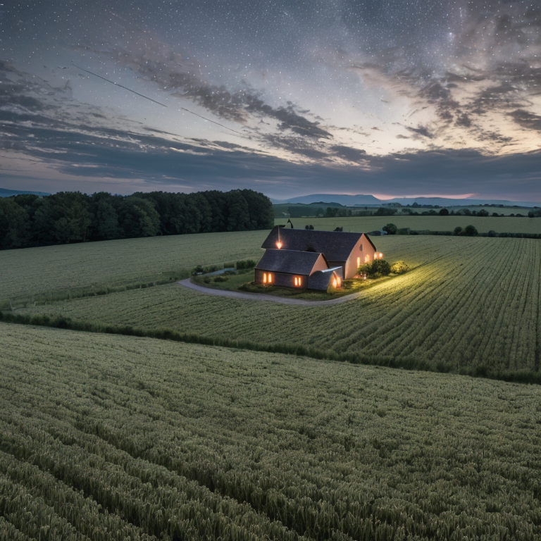 ufo hovers above rural farm by Free AI Image Generator & Maker - No login required✨ | AIGAZOU