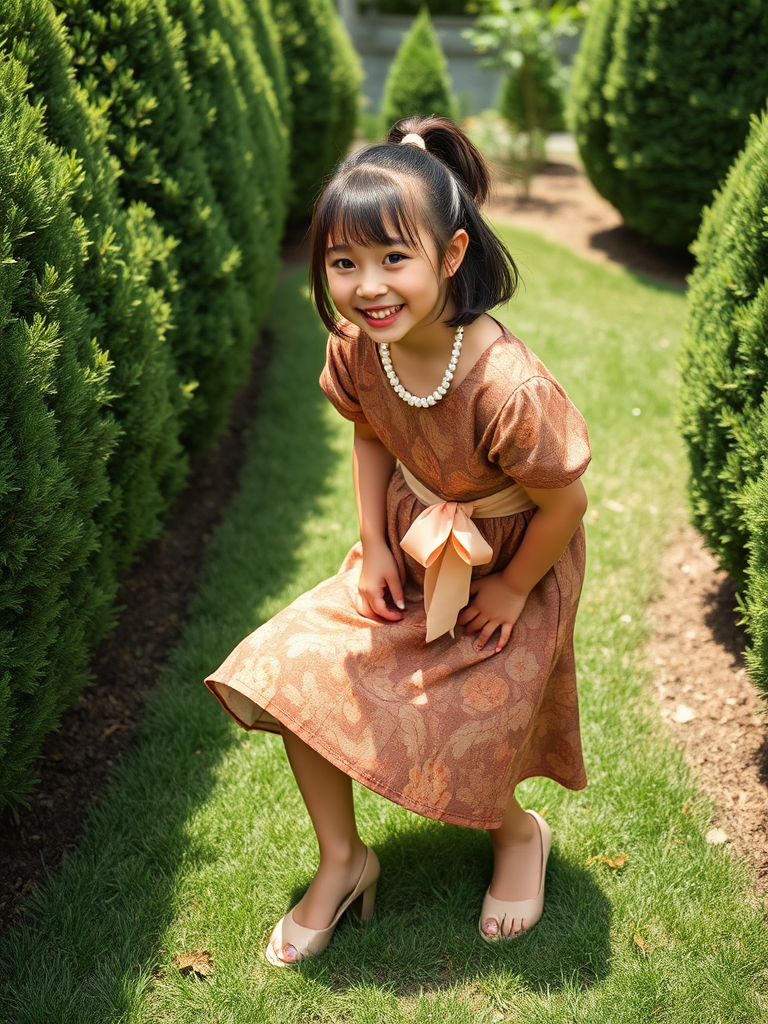 japanese woman curtsy floral dress garden by Free AI Image Generator & Maker - No login required✨ | AIGAZOU