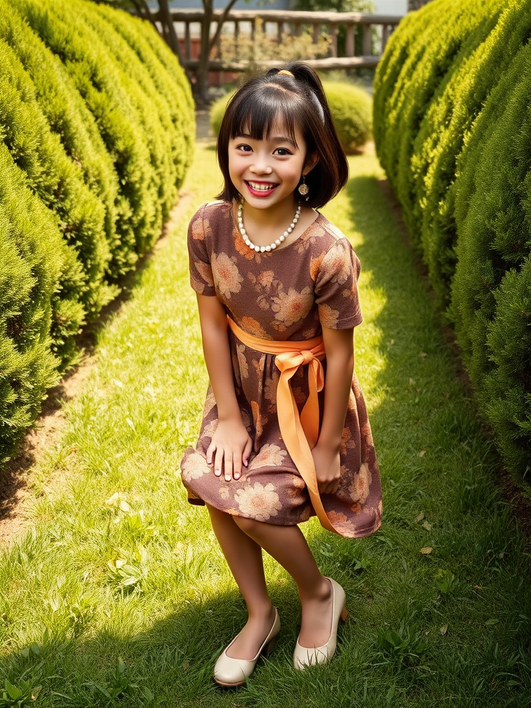 japanese woman curtsy floral dress by Free AI Image Generator & Maker - No login required✨ | AIGAZOU