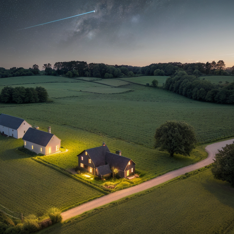 gray ufo hovers above rural farm by Free AI Image Generator & Maker - No login required✨ | AIGAZOU