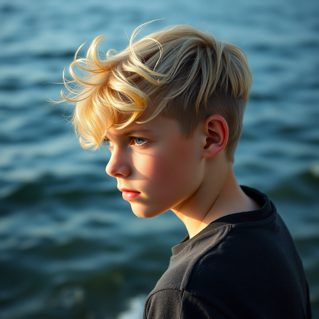 blonde 16 year old by sea by Ücretsiz AI Görüntü Oluşturucu - Giriş gerektirmez✨ | AIGAZOU