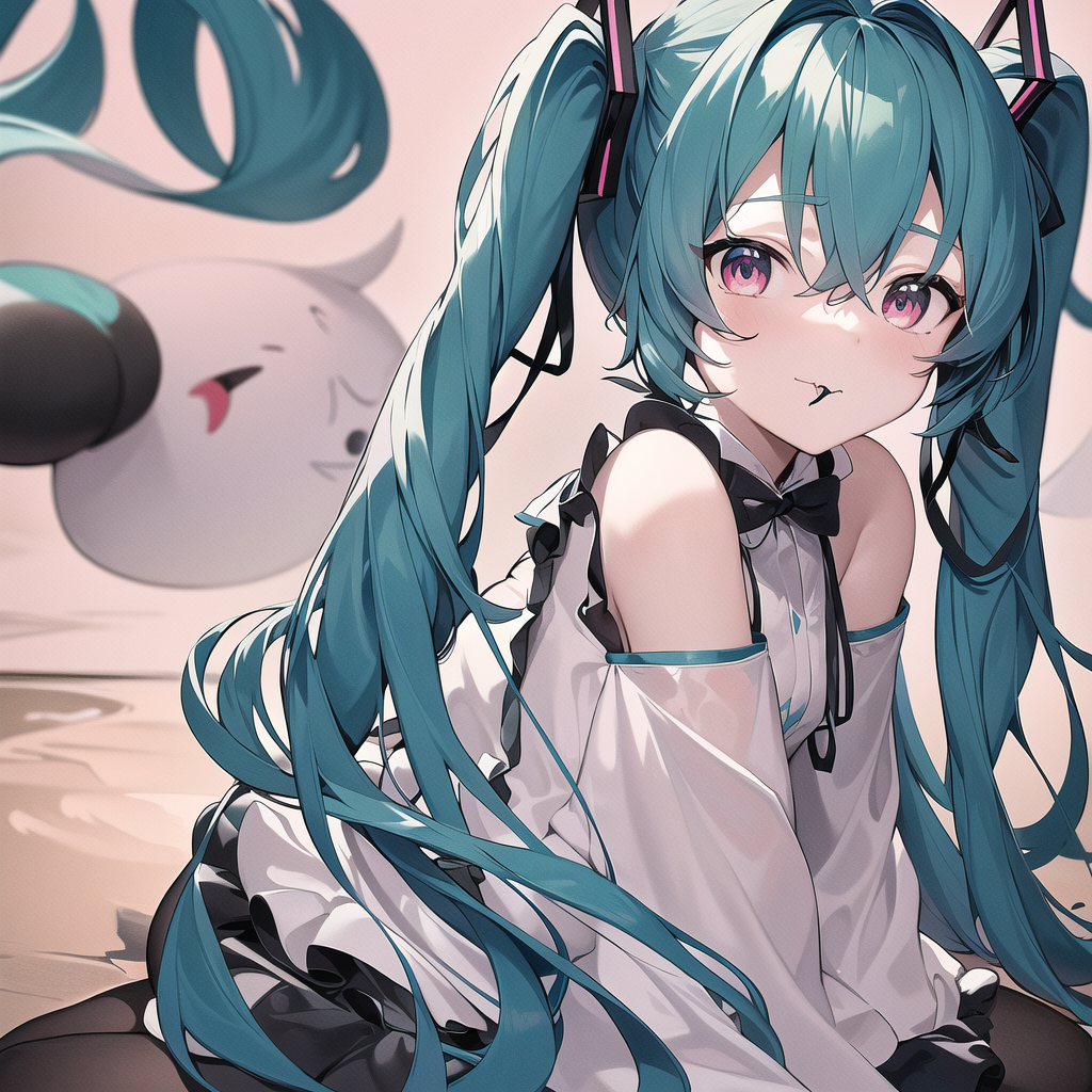 cute doodle hatsune miku paint style by Free AI Image Generator & Maker - No login required✨ | AIGAZOU
