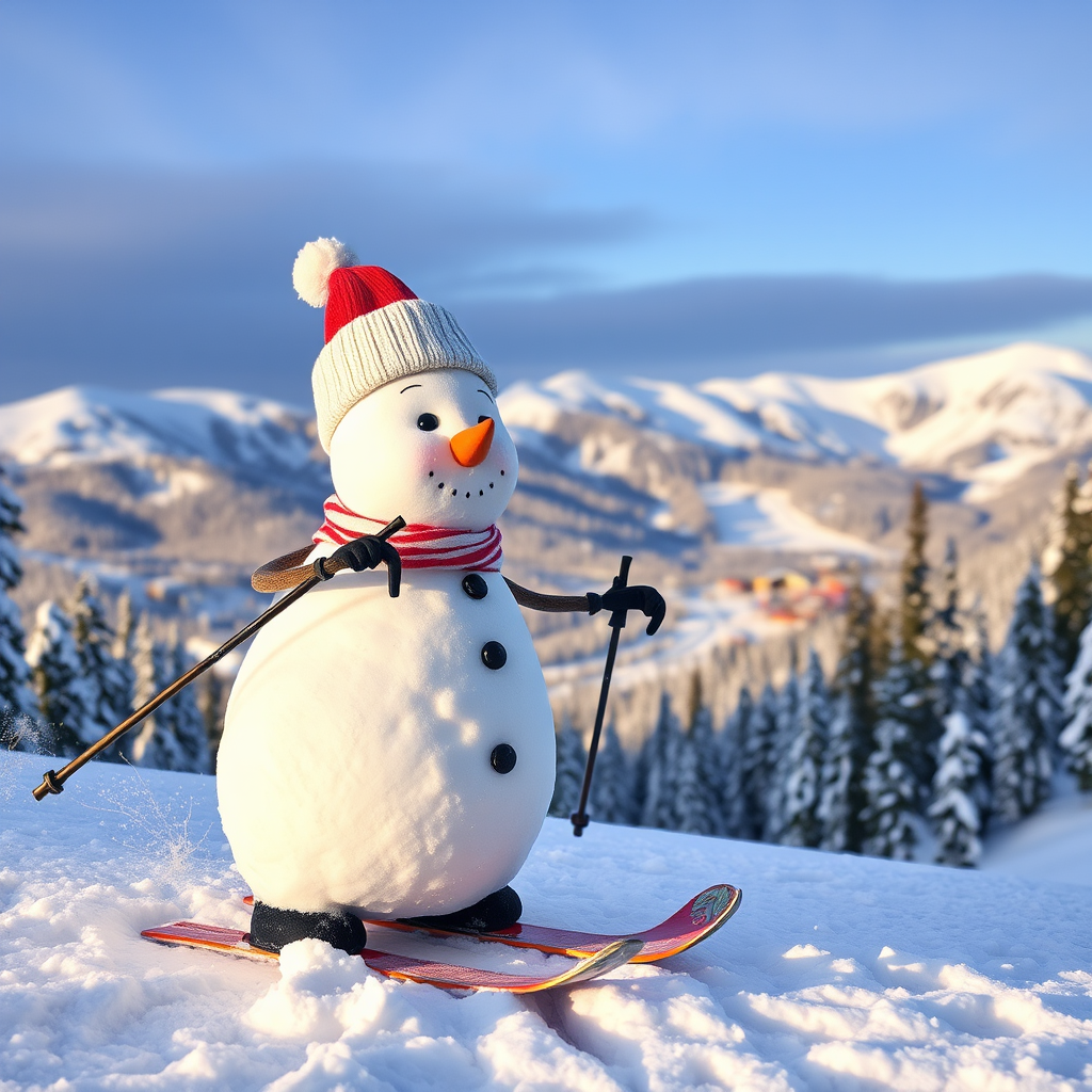 skiing snowman ski resort by Free AI Image Generator & Maker - No login required✨ | AIGAZOU