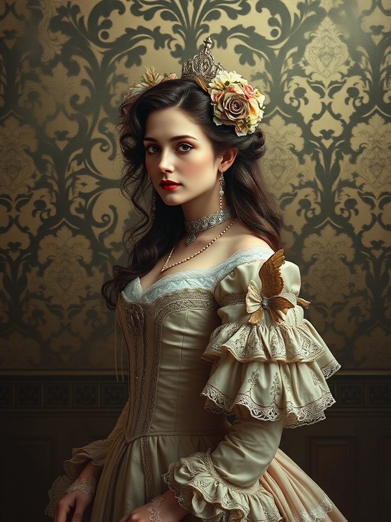 baroque background victorian maiden soft light by Free AI Image Generator & Maker - No login required✨ | AIGAZOU