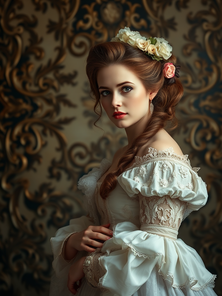 baroque background victorian maiden soft light by Free AI Image Generator & Maker - No login required✨ | AIGAZOU