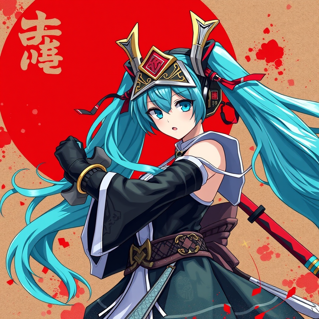 hatsune miku samurai by Free AI Image Generator & Maker - No login required✨ | AIGAZOU