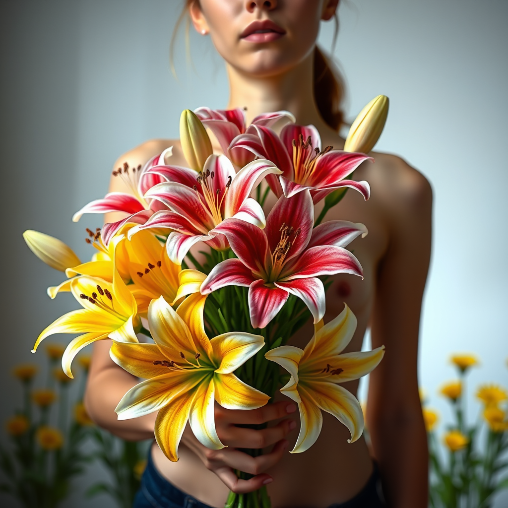 colorful lily bouquet 18yo model 4dcg by Free AI Image Generator & Maker - No login required✨ | AIGAZOU