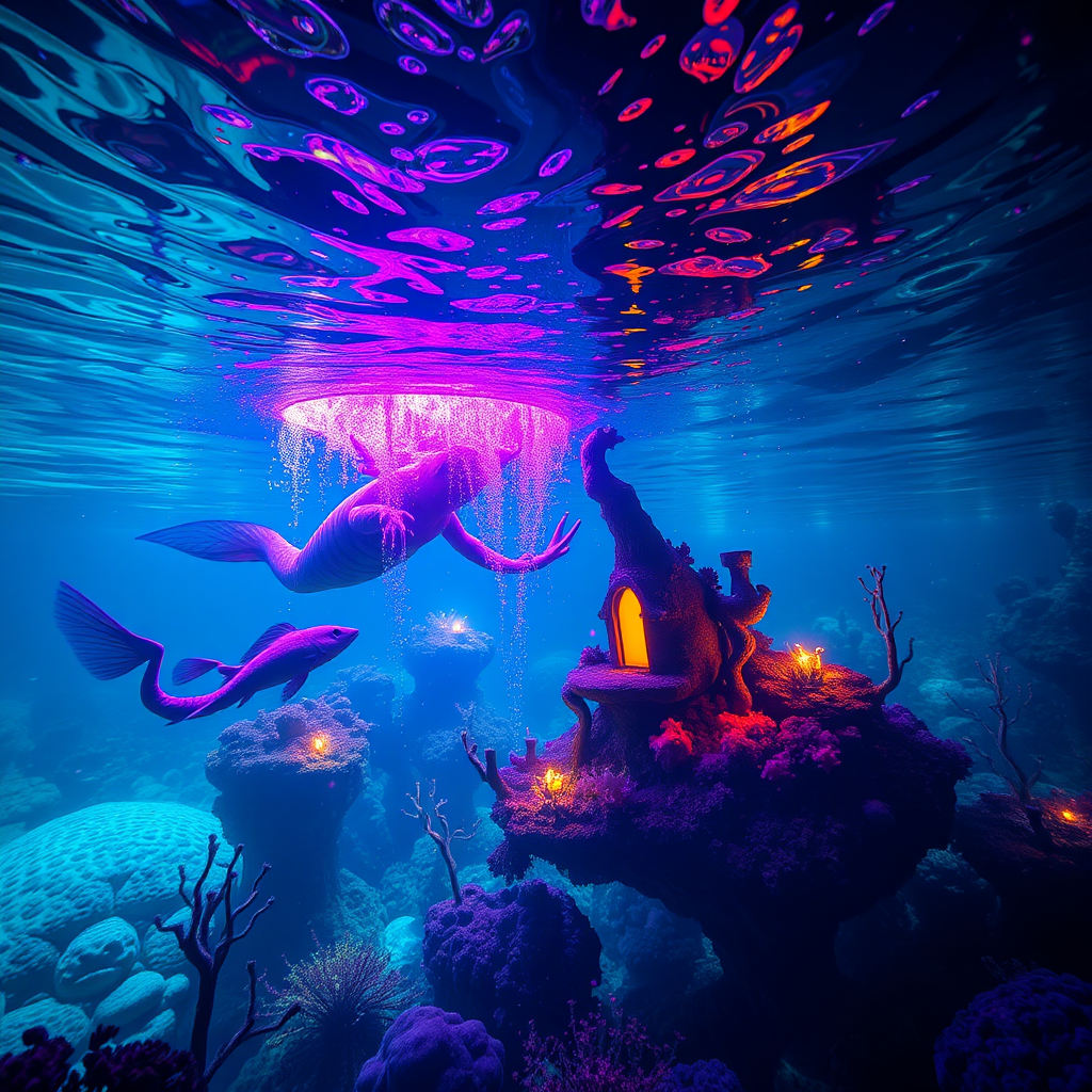 underwater fairy tale glowing colors fantasy creatures by Free AI Image Generator & Maker - No login required✨ | AIGAZOU