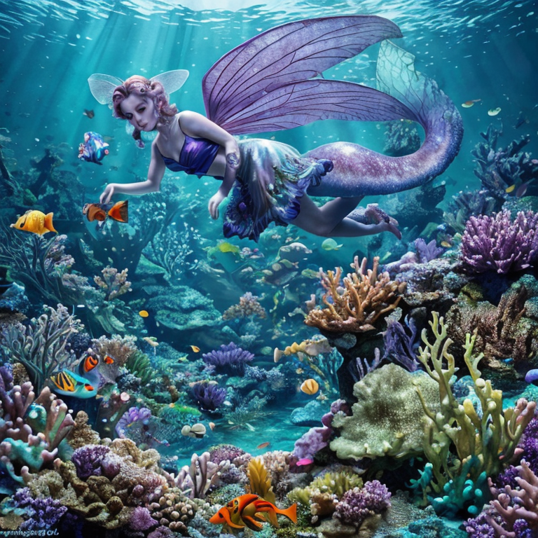 underwater fairy tale glowing colors fantasy creatures by Free AI Image Generator & Maker - No login required✨ | AIGAZOU