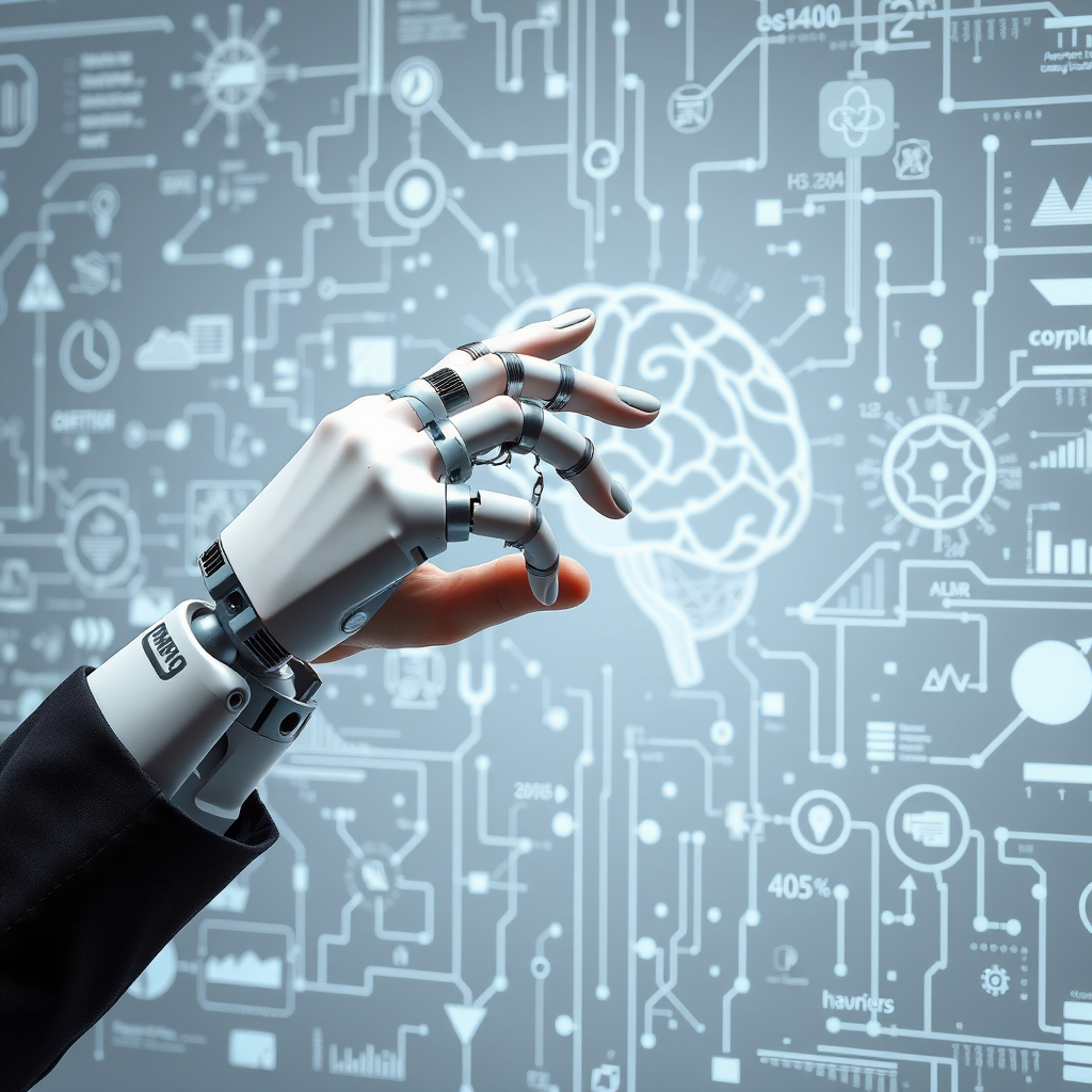 robot arm human hand digital interaction by Free AI Image Generator & Maker - No login required✨ | AIGAZOU