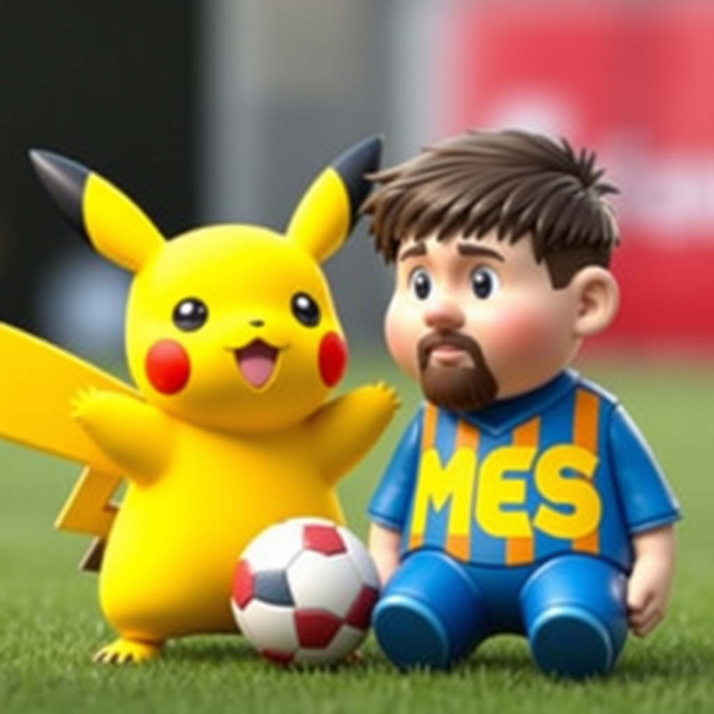 pikachu with lionel messi by Free AI Image Generator & Maker - No login required✨ | AIGAZOU