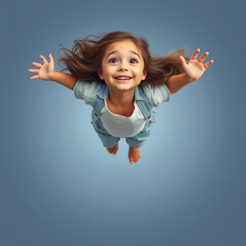 girl floating in air upside down smiling by Free AI Image Generator & Maker - No login required✨ | AIGAZOU