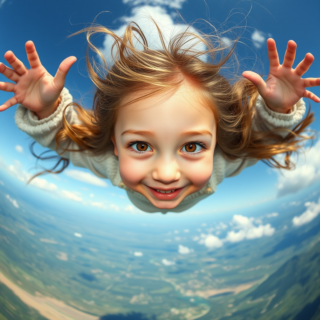 girl floating upside down smiling by Free AI Image Generator & Maker - No login required✨ | AIGAZOU